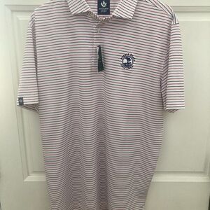NWT Donald Ross Men's Pebble Beach golf links Striped Polo Shirt
